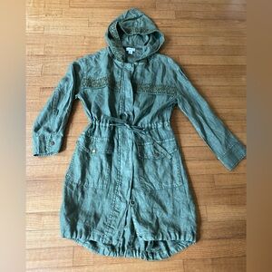 NWOT Sundance 100% Linen Eyelet Grace Hood Jacket PXXS granola boho cottagecore